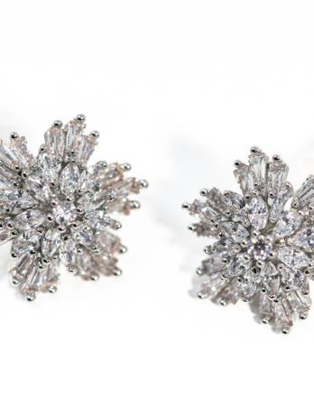Pendiente Joya Cristal Plata Flores