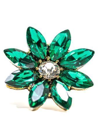 Pendiente Joya Cristal Flor Verde