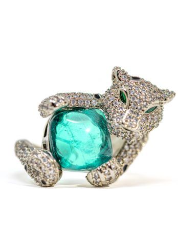 Anillo Leopardo Piedra Verde